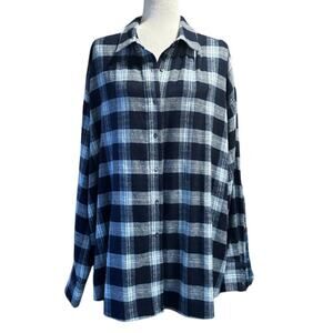 Favorite Daughter Blue Plaid Shirt Size XL New with Tags
